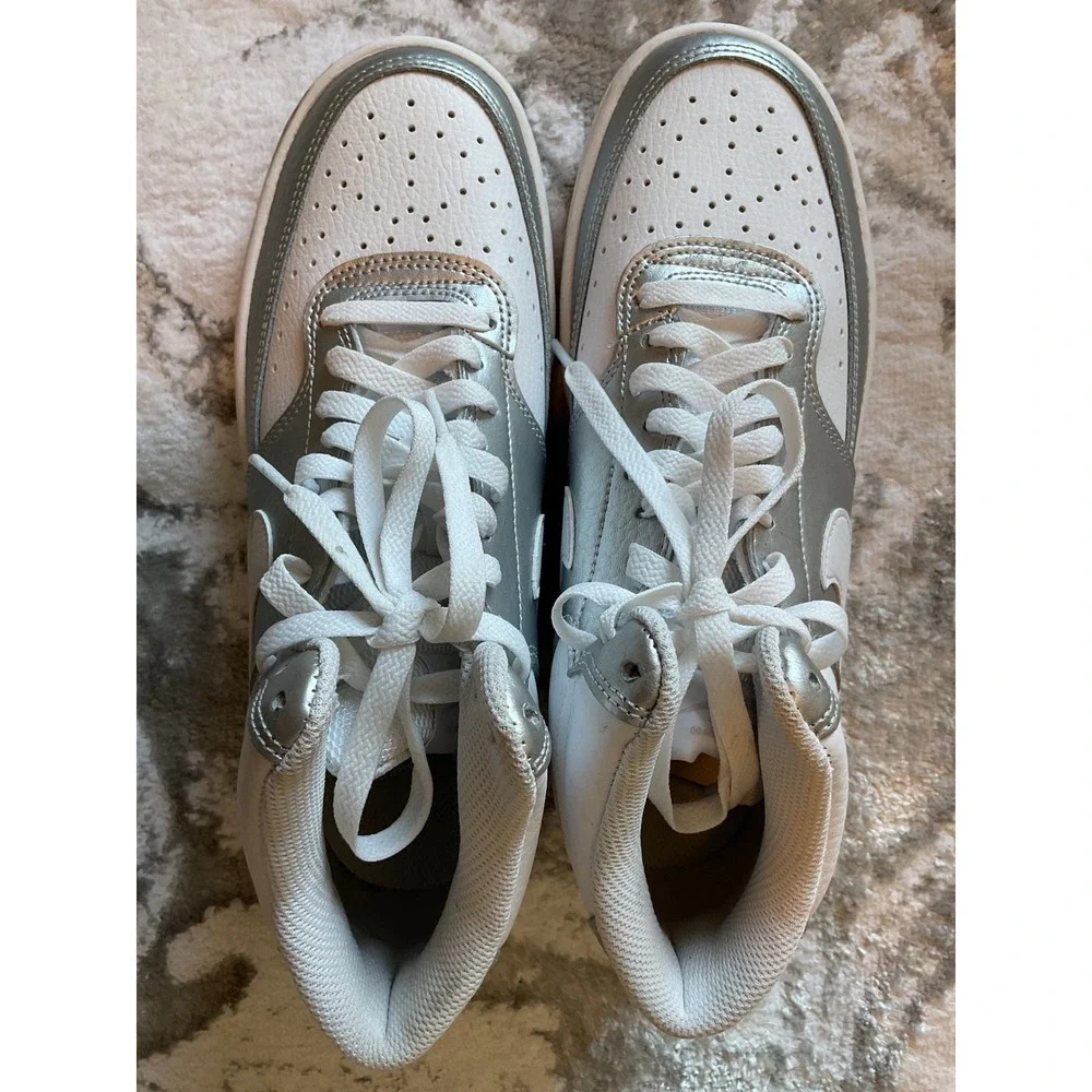 Nike Air Force 1 High Top Sneakers White Silver‎ Size 9